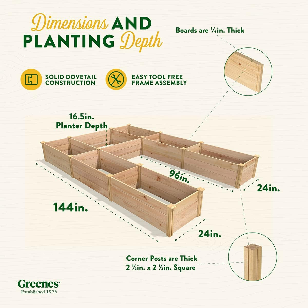 Premium Cedar Raised Garden Bed, 8' X 12' X 16.5" U-Shaped Bed - Made in USA with North American Cedar