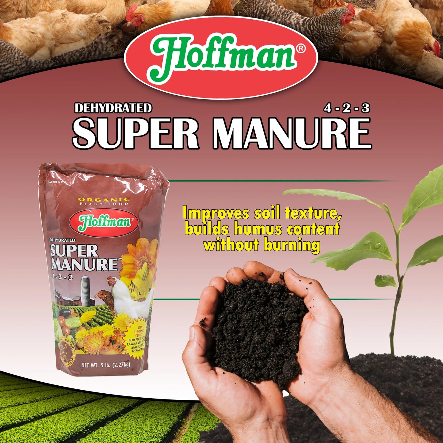 Dehydrated Poultry Manure, 4-2-3 Formulation, Garden Fertilizer, 5 Lb