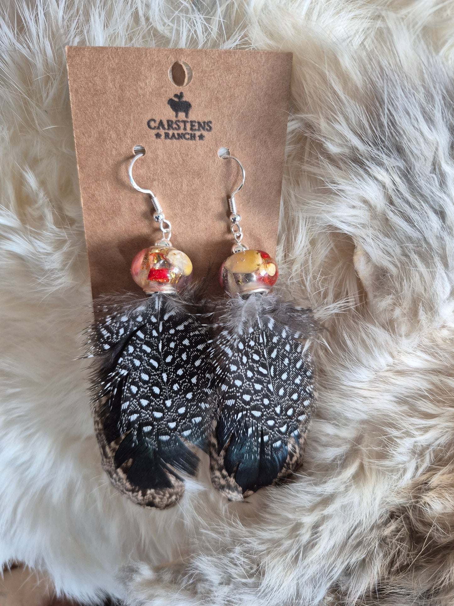 Guinea Fowl / Peafowl Earrings