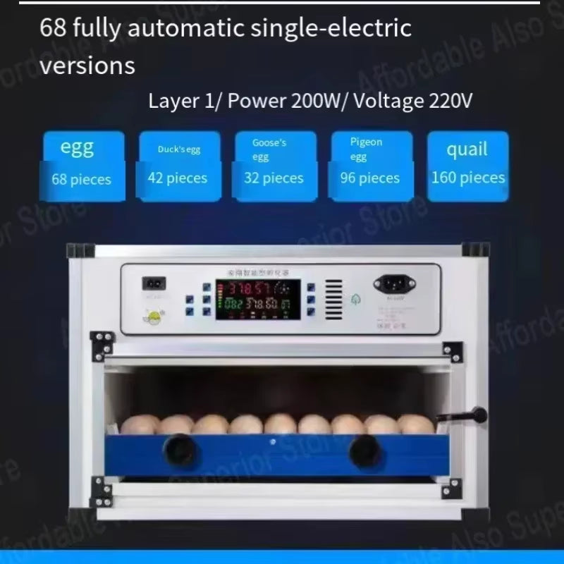 204 Eggs Dual Electric Edition Incubator Machine Automatic Egg Incubator for Chicken Quail Bird Egg Hatch