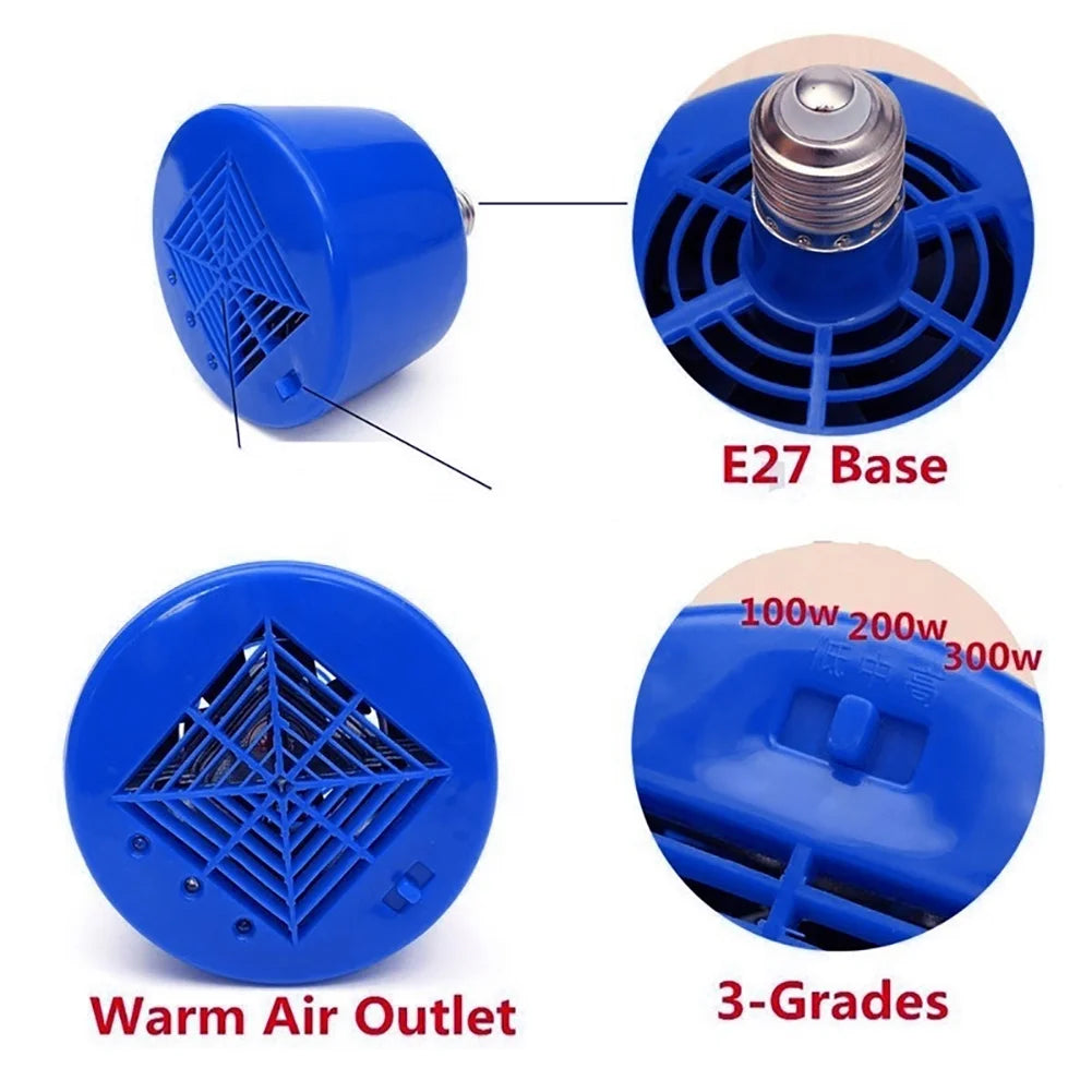 100-300W Heating Lamp, Safe Chicken Coop Pet Heater Livestock Heat Lamp Tool,Cultivation Heating Lamp for Pet Chicken Livestock Heat Lamp Tool, Blue E27