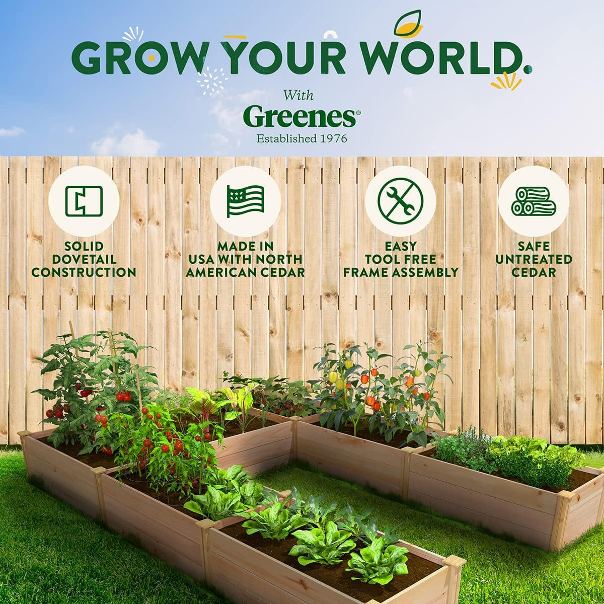 Premium Cedar Raised Garden Bed, 8' X 12' X 16.5" U-Shaped Bed - Made in USA with North American Cedar