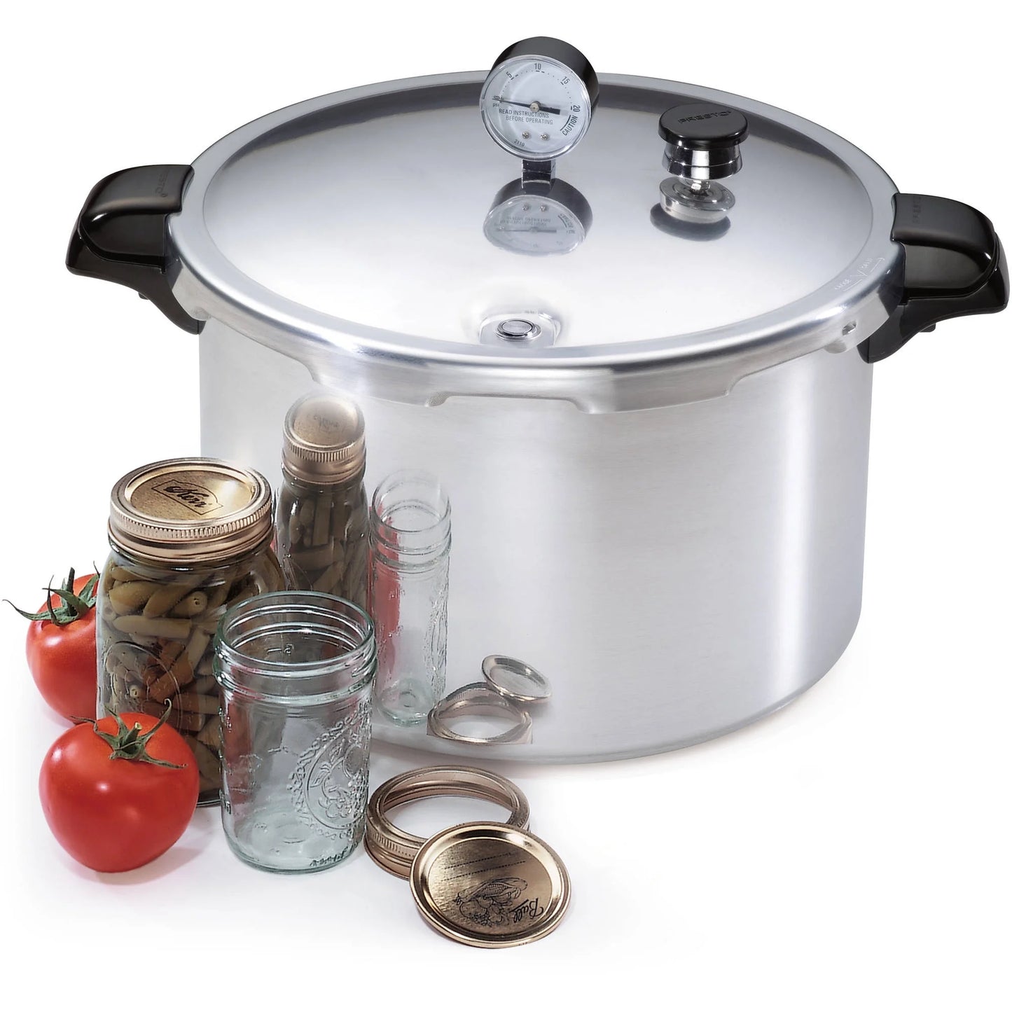 16 Quart Heavy Gauge Aluminum Pressure Canner with Gauge and Rack 01755