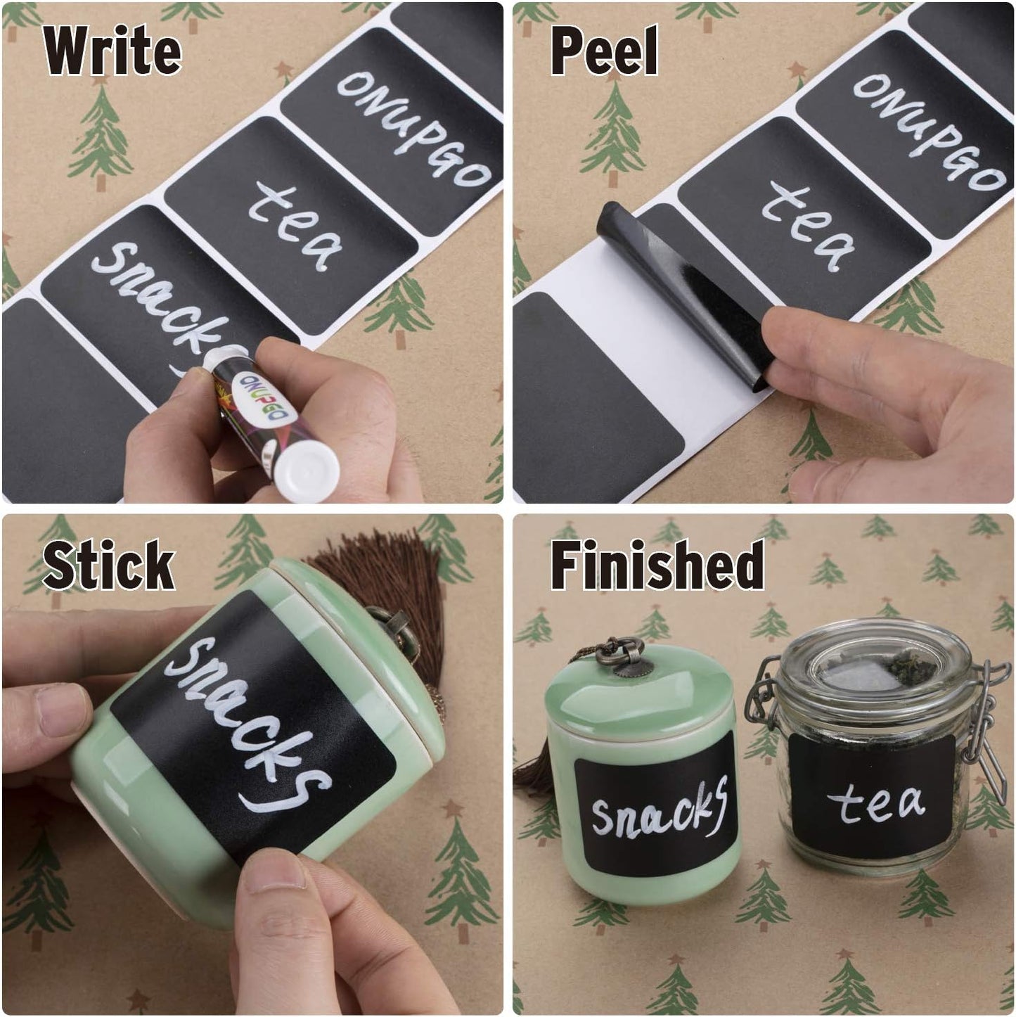 Chalkboard Labels-180Pcs Waterproof Reusable Blackboard Stickers with 1 Liquid Chalk Marker for Mason Jars, Parties Decoration, Craft Rooms, Weddings, Storage, Organize Your Home & Kitchen