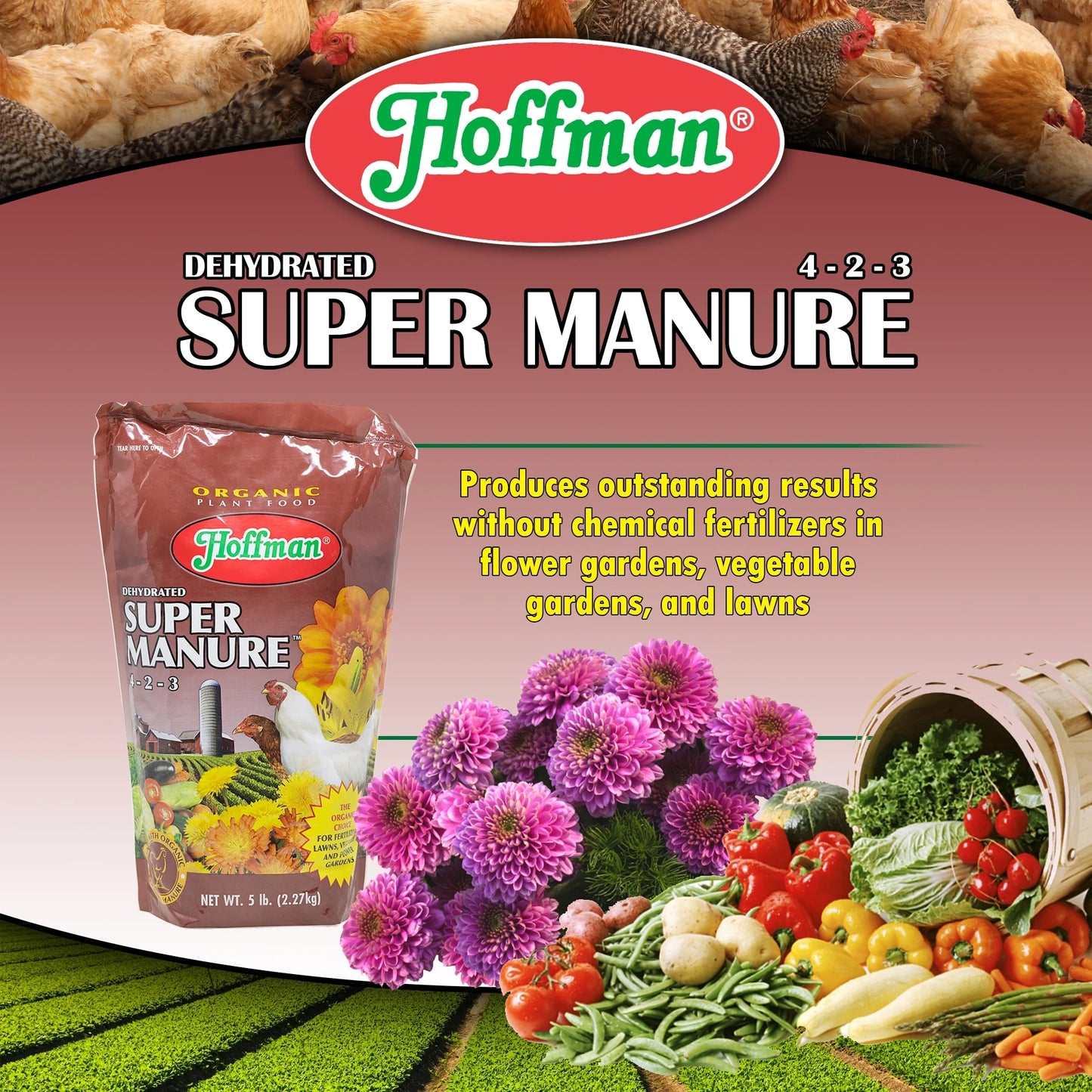 Dehydrated Poultry Manure, 4-2-3 Formulation, Garden Fertilizer, 5 Lb