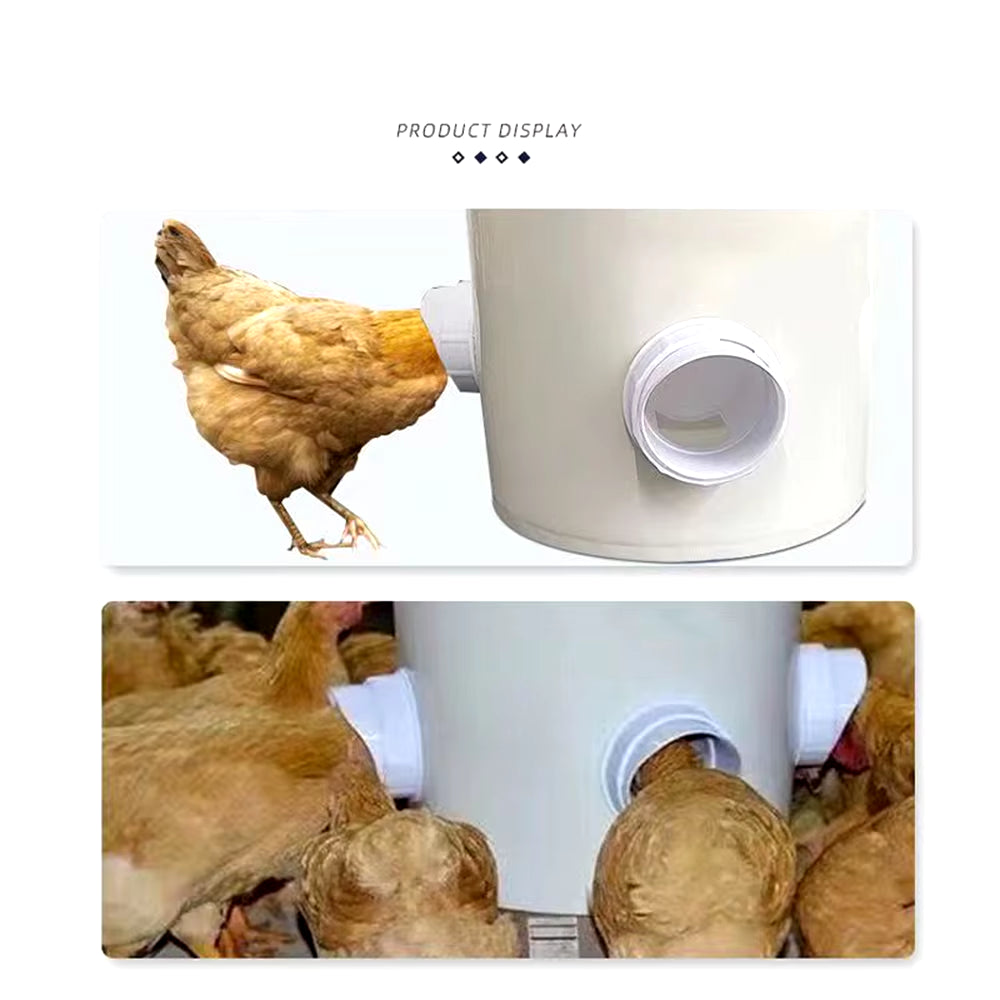 Chicken Feeder Poultry Feeding Supplies DIY Rain Proof Poultry Feeder Port Gravity Feed Kit for Buckets Barrels Bins Troughs