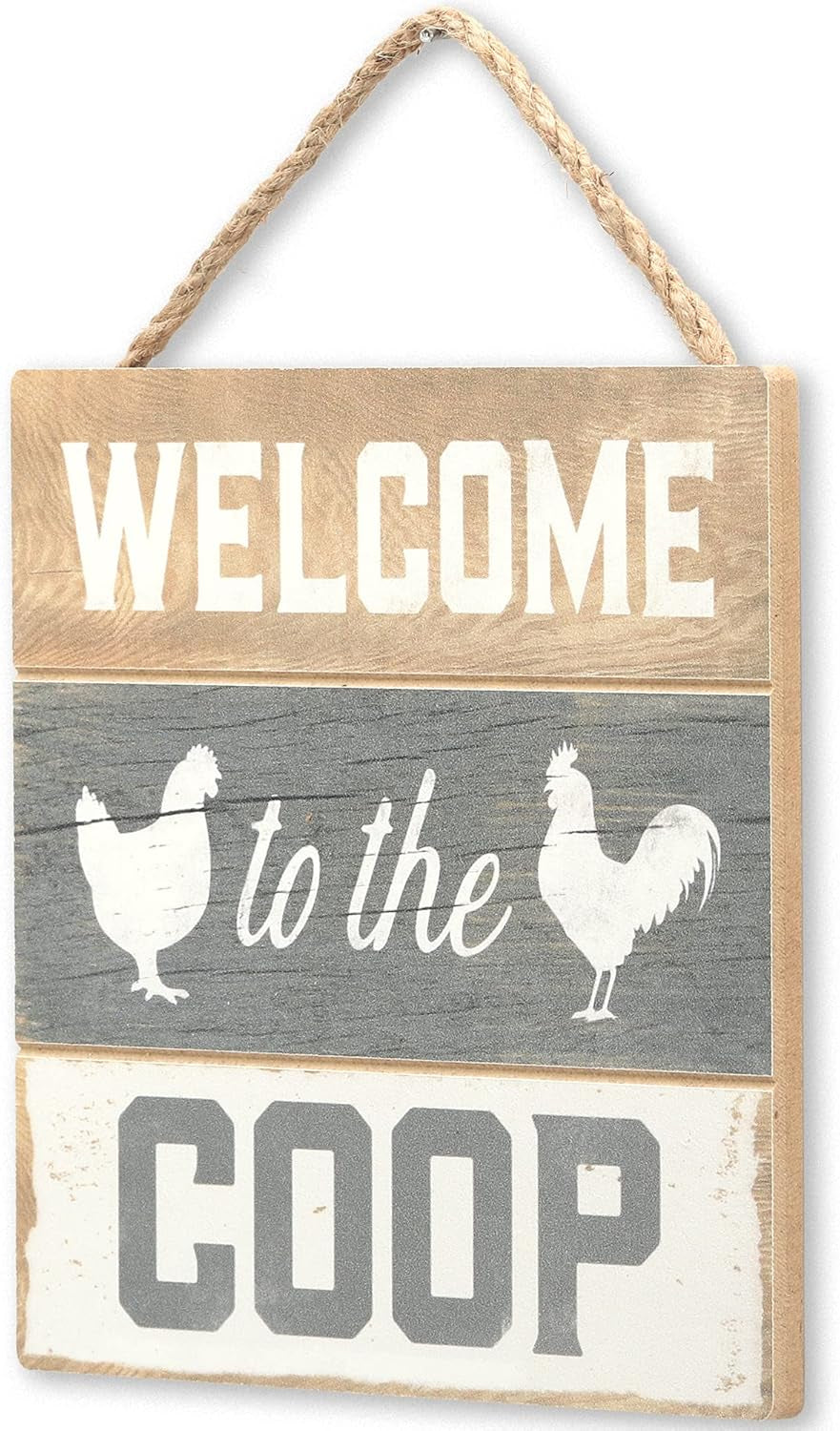 Welcome to the Coop Hanging Sign - Small Farmhouse Chicken Wall Decor for Chicken Coop, Sun Room or Entryway