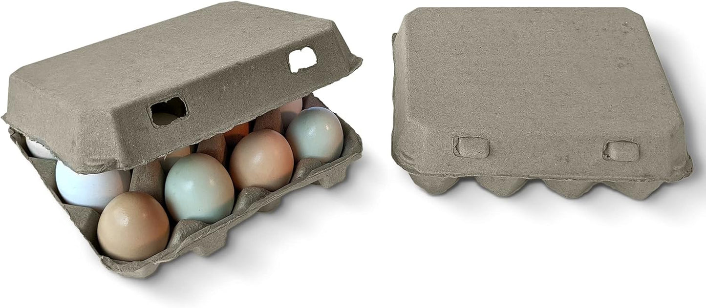 Vintage Blank Egg Cartons- Classic 3X4 Style Holds 12 Large Eggs, Sturdy Design Made from Recycled Cardboard (75) Tan