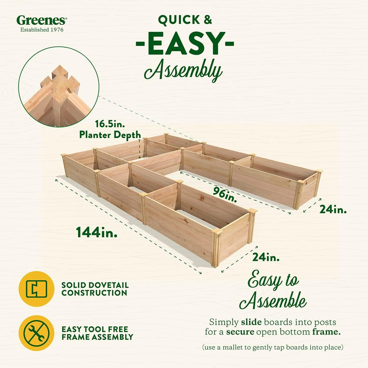 Premium Cedar Raised Garden Bed, 8' X 12' X 16.5" U-Shaped Bed - Made in USA with North American Cedar