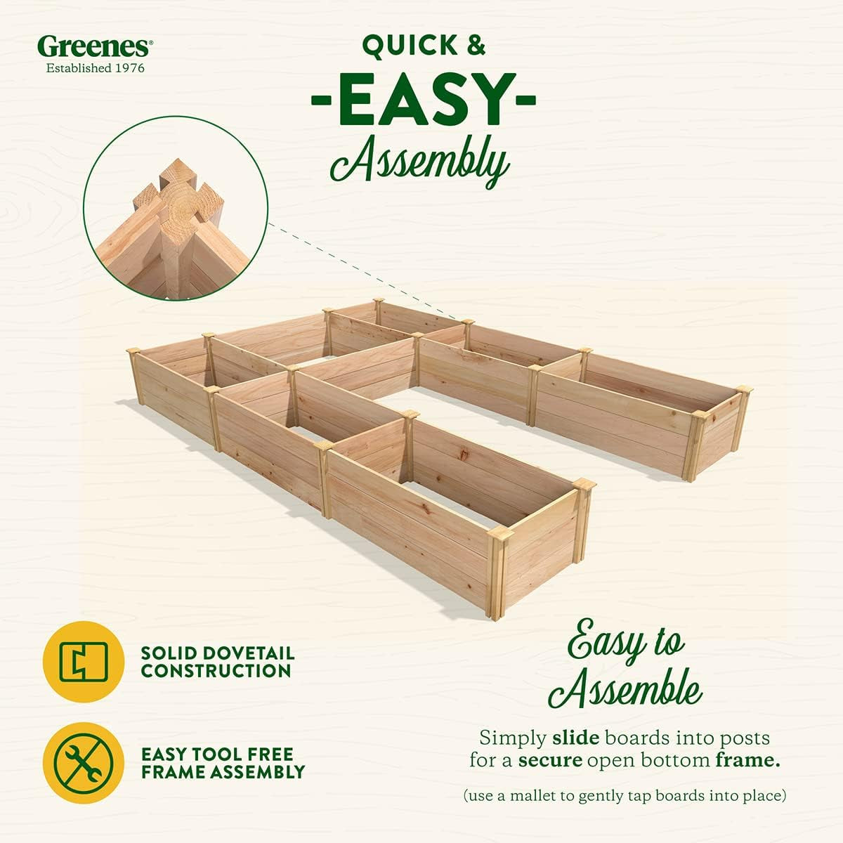 Premium Cedar Raised Garden Bed, 8' X 12' X 16.5" U-Shaped Bed - Made in USA with North American Cedar