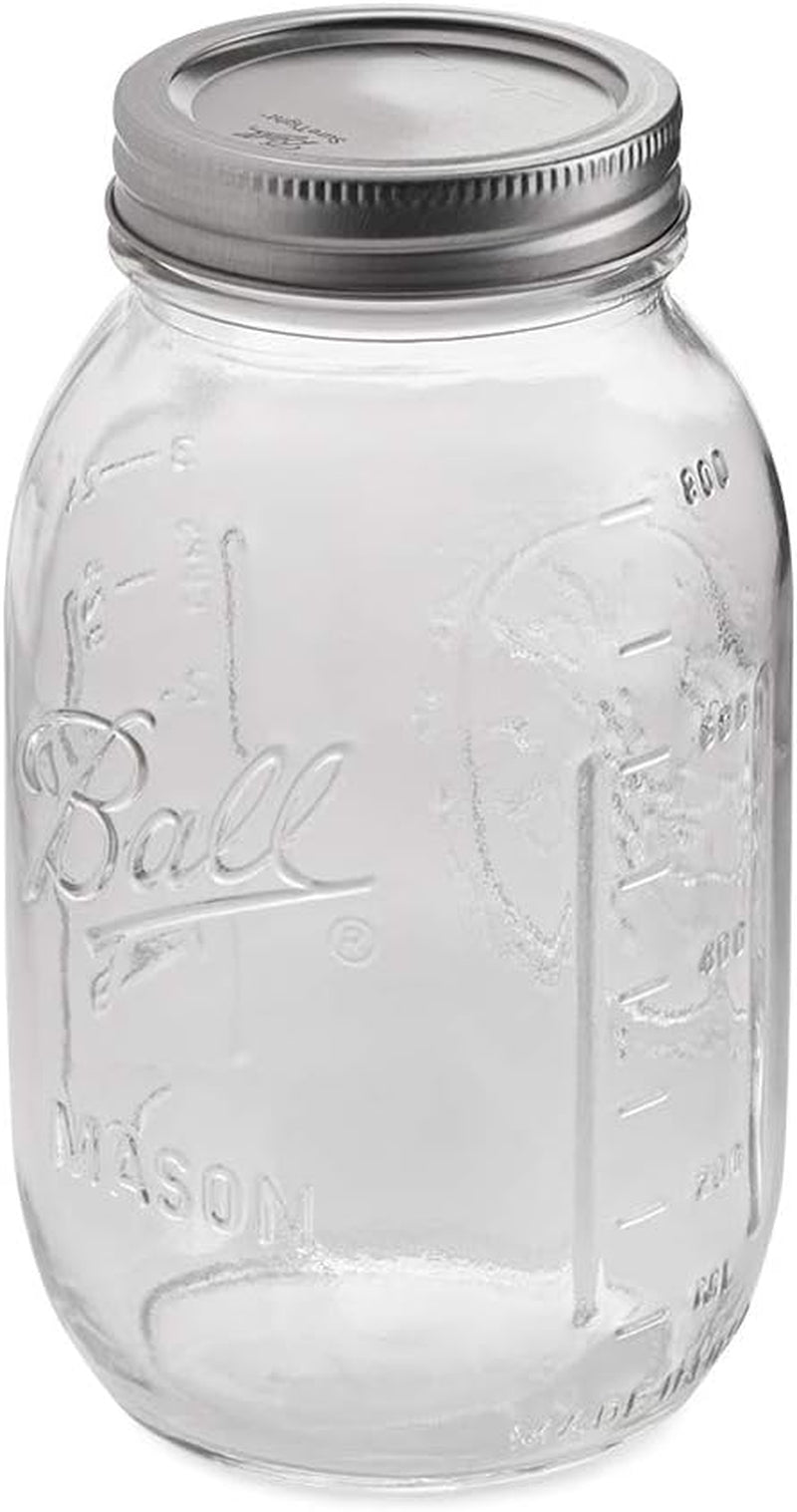 Regular Mouth Quart 12 Pieces Jars (32Oz) Made in USA, Clear