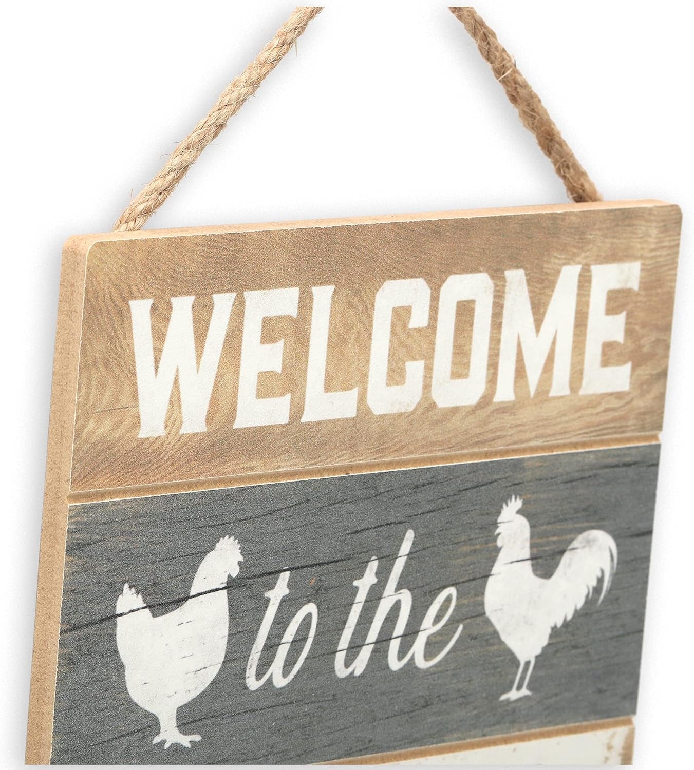 Welcome to the Coop Hanging Sign - Small Farmhouse Chicken Wall Decor for Chicken Coop, Sun Room or Entryway