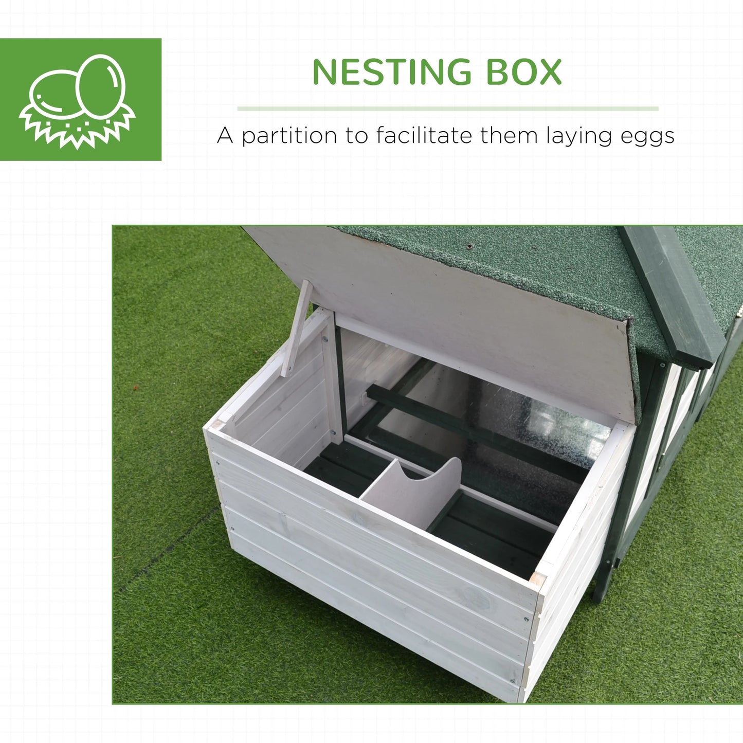 Chicken Coop Hen House, 4-6 chickens, Cottage Style, Green