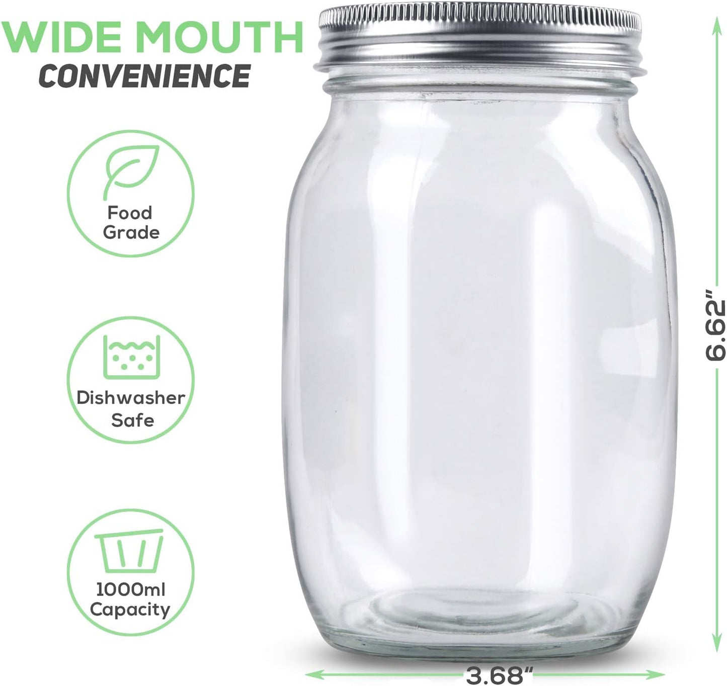 Sprouting Jar Kit-2 Wide Mouth Quart Mason Jars with 316 Stainless Steel Screen Sprout Lids,Melamine Tray,Stand and Canning Brush | Seed Sprouter Set for Growing Broccoli, Alfalfa, Mung Bean (White)