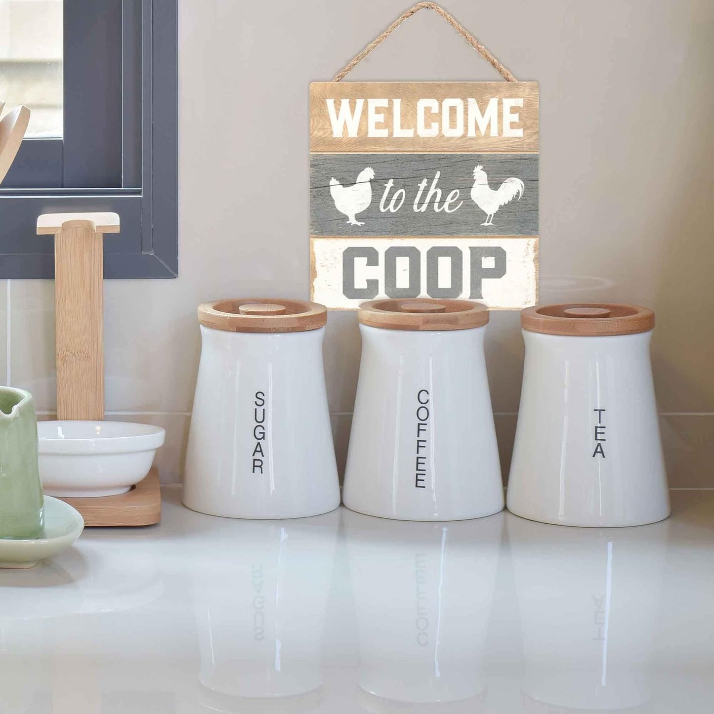 Welcome to the Coop Hanging Sign - Small Farmhouse Chicken Wall Decor for Chicken Coop, Sun Room or Entryway