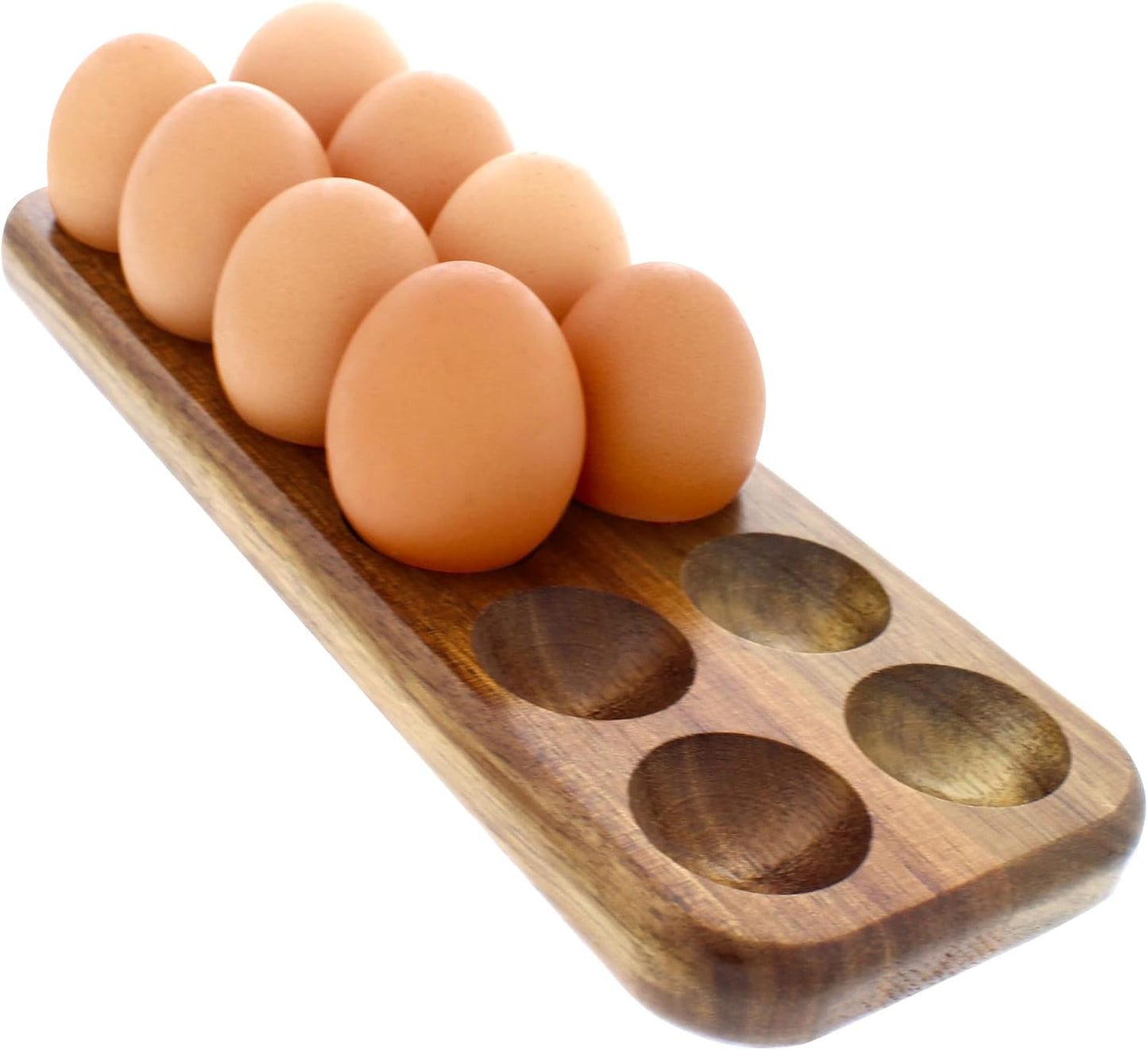 Egg Tray - Rustic Wooden Egg Holder for Eggs Usable in Kitchen Refrigerator, or Countertop for Display or Storage - Easy to Clean… (12 Eggs)
