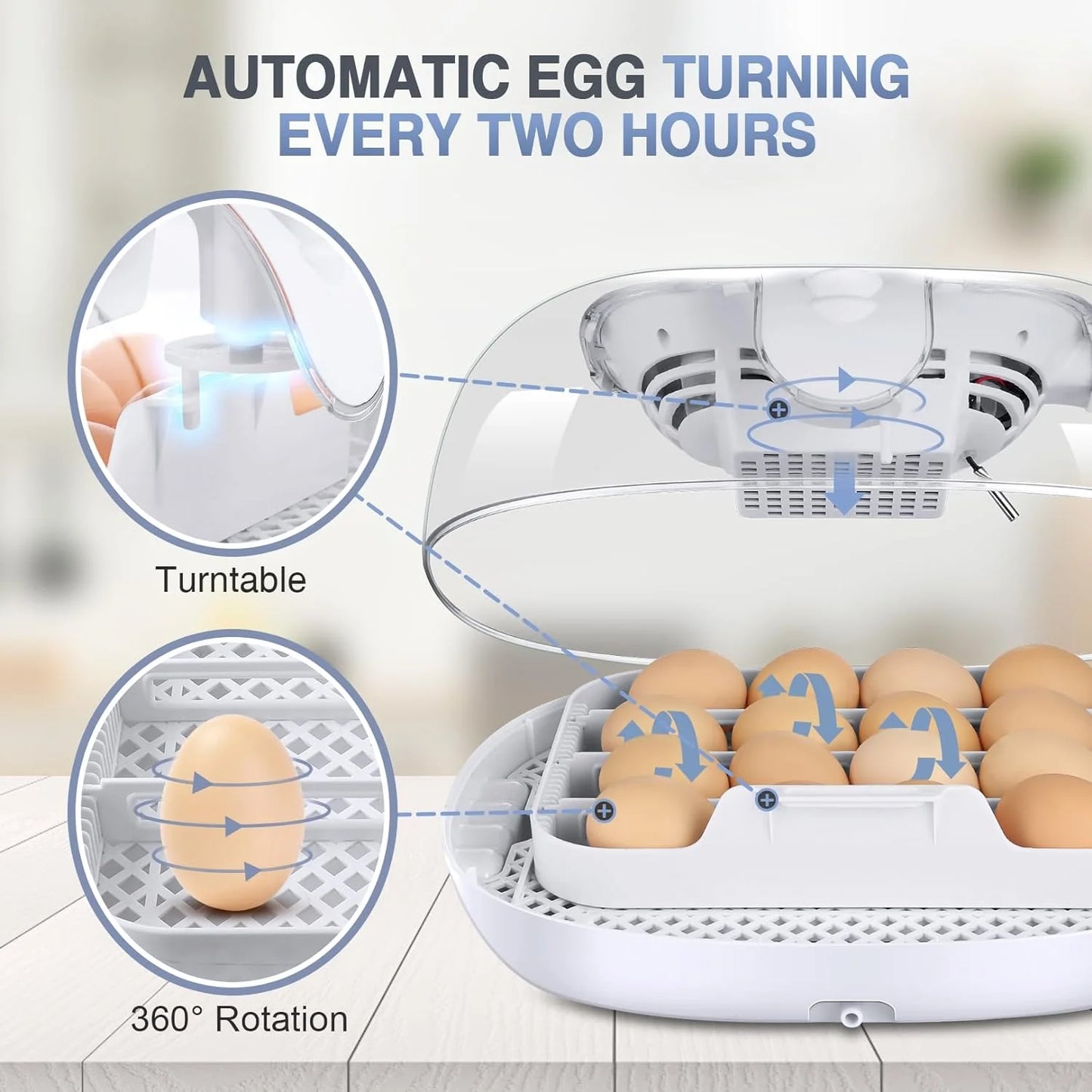 Digital Display Automatic 55 Chicken Egg Incubator with Water Feeders & Spray Bottle