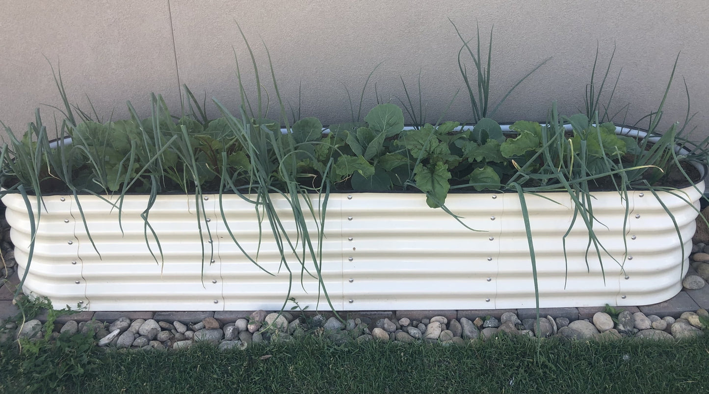 17" Tall 10 in 1 Raised Gardening Bed Modular Metal Outdoor Planter Pearl White