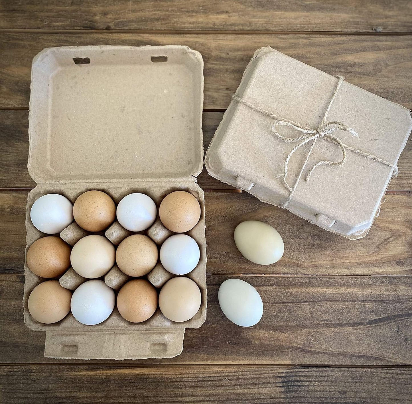 Vintage Blank Egg Cartons- Classic 3X4 Style Holds 12 Large Eggs, Sturdy Design Made from Recycled Cardboard (75) Tan