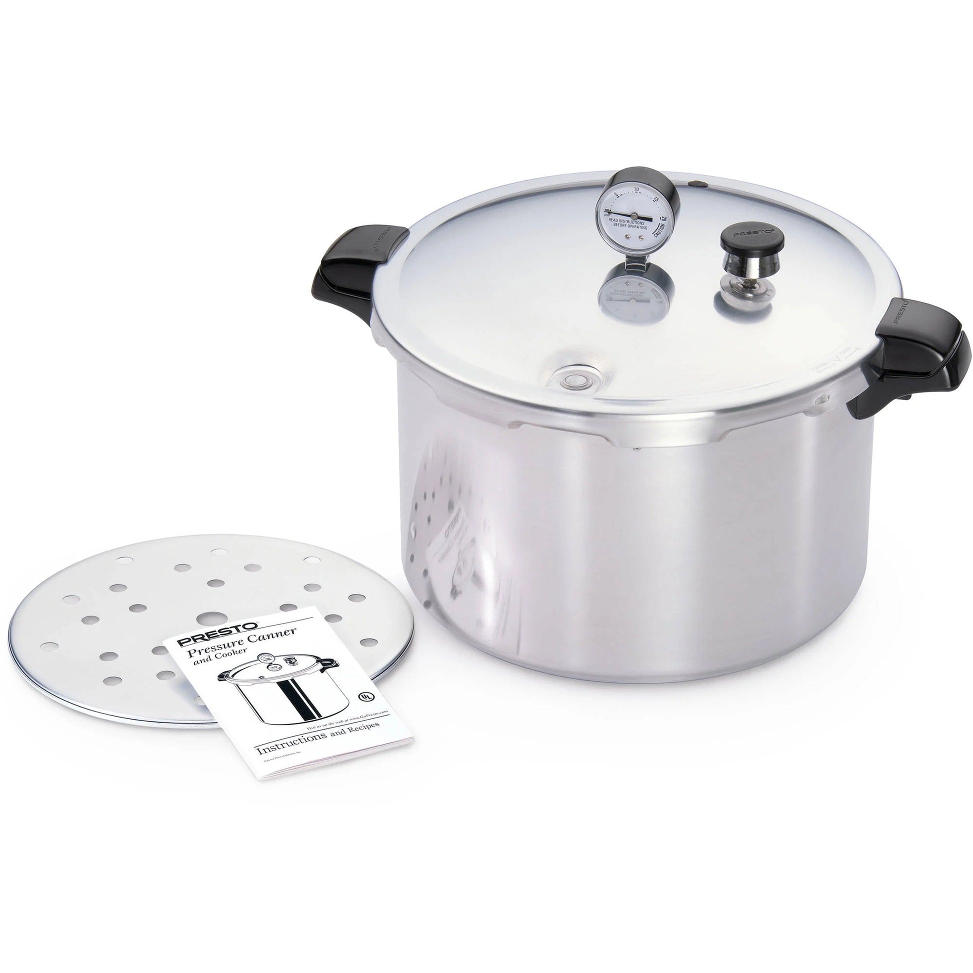 16 Quart Heavy Gauge Aluminum Pressure Canner with Gauge and Rack 01755