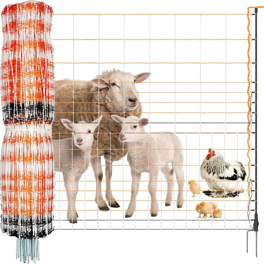 Premium Semi-Rigid Electric Poultry Netting Fence 48" X 164' - Portable Pre-Assembled Electric Fencing for Chicken Sheep Goats