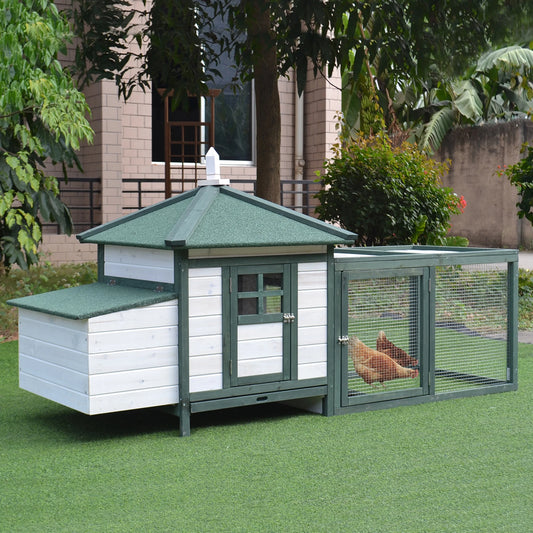 Chicken Coop Hen House, 4-6 chickens, Cottage Style, Green