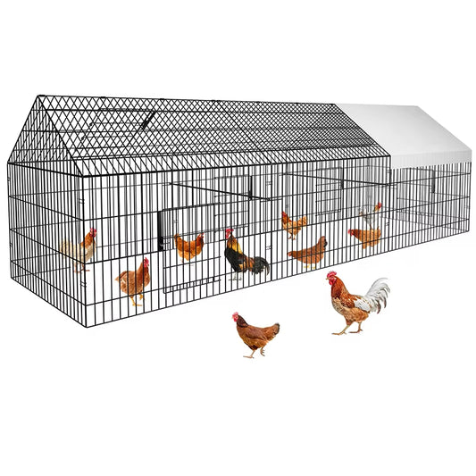Chicken Coop Large Metal Chicken Pen Outdoor with Waterproof Cover Portable Chicken Fence Chicken Cage Duck Rabbit House Outside