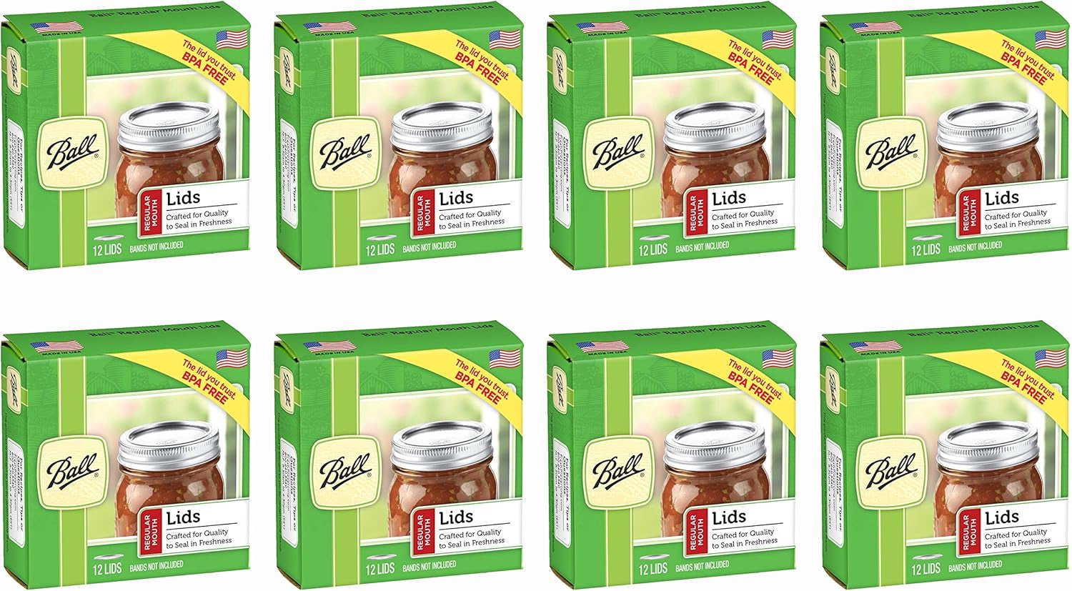 Regular Mouth Lids for Glass Mason Jars, Used for Canning, Pickling, Juice, Jam, Jelly 12-Count, Pack of 8 (96-Lids Total)