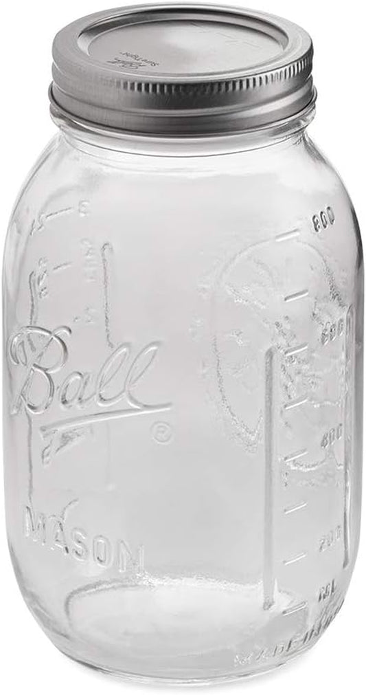 Regular Mouth Quart 12 Pieces Jars (32Oz) Made in USA, Clear