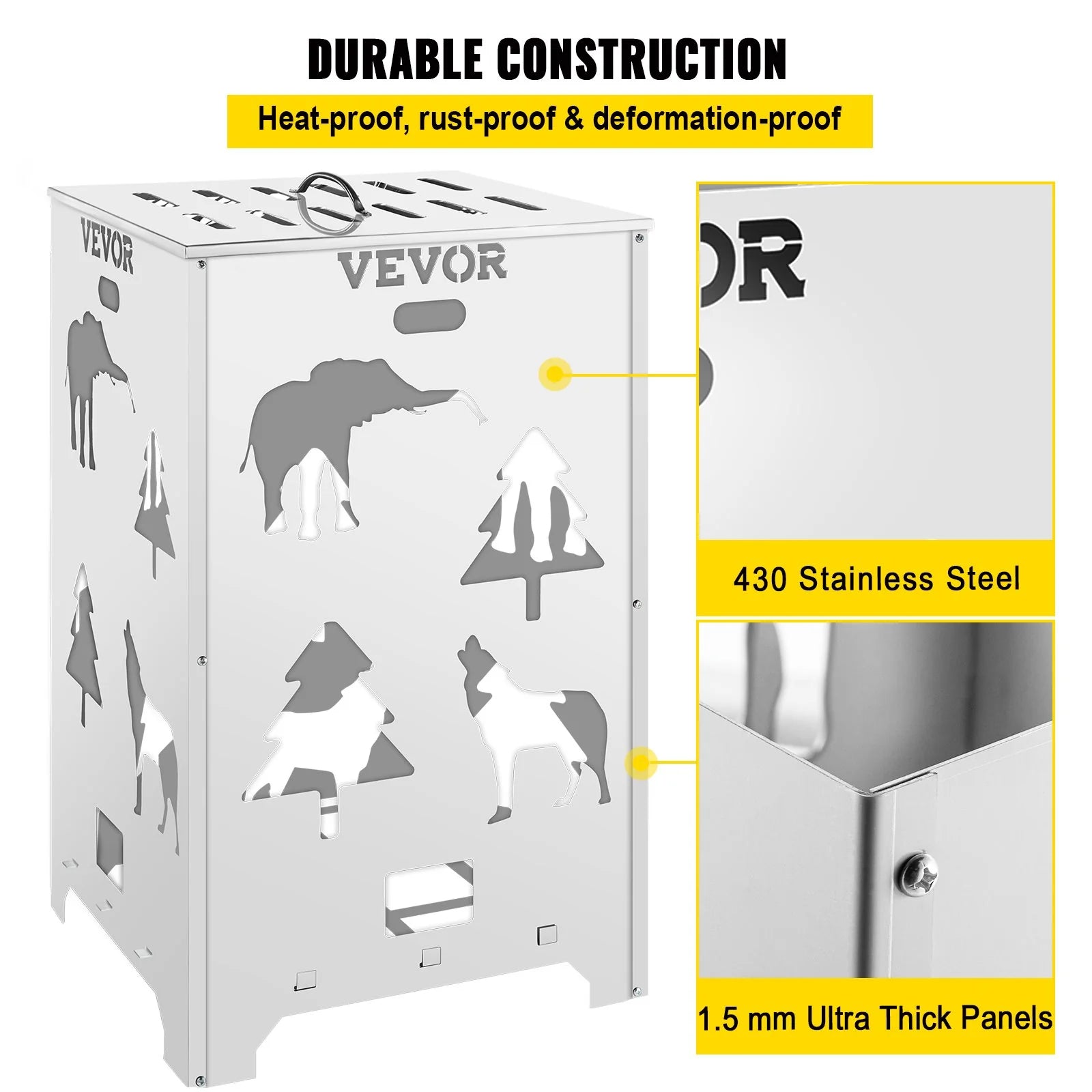 Vevor Burn Barrel Burn Drum Incinerator Barrel 14X14X24 Inch for Yard Waste