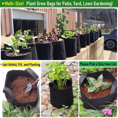 5-Pack 5 Gallon Thickened Plant Grow Bags (12X10 Inch) Nonwoven Fabric Plant Pots for Tomato,Potato Planter,Flower Pots,Herbs Veggies Planter Bags,Garden Pot,Barrel Planter,Garden Plant Bags W/ Gloves