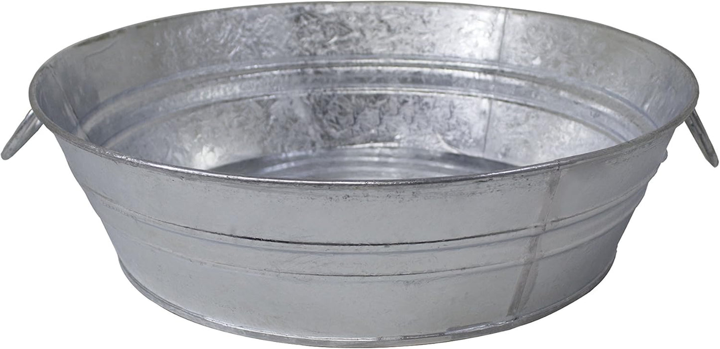 105LFT 3 Gallon Hot Dipped Steel Low Flat Tub, Silver