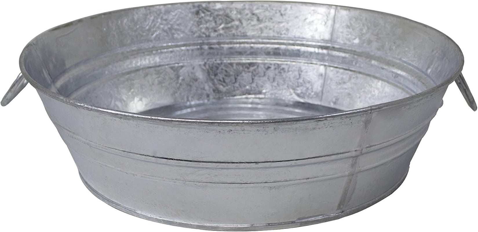 105LFT 3 Gallon Hot Dipped Steel Low Flat Tub, Silver