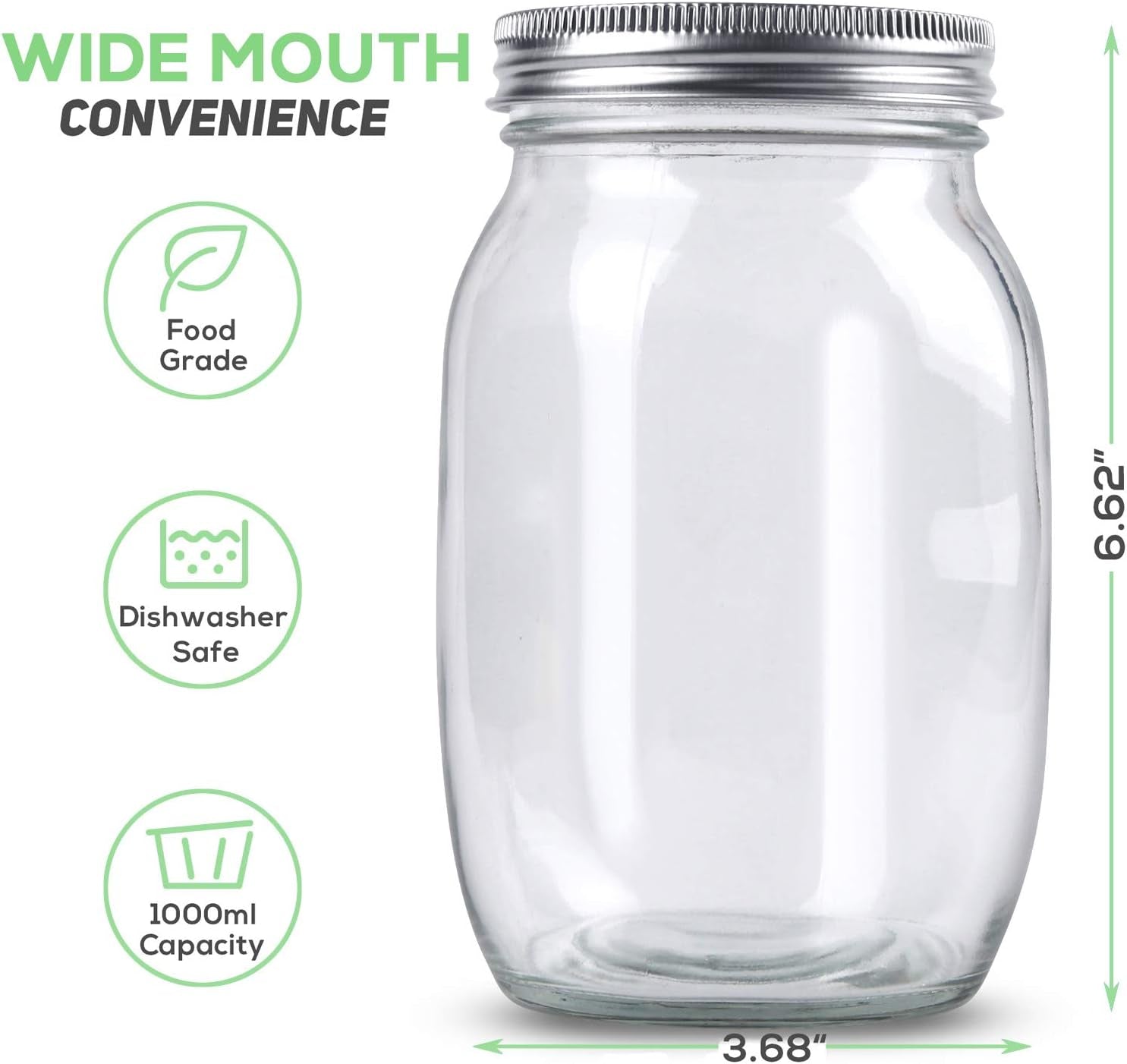 Sprouting Jar Kit-2 Wide Mouth Quart Mason Jars with 316 Stainless Steel Screen Sprout Lids,Melamine Tray,Stand and Canning Brush | Seed Sprouter Set for Growing Broccoli, Alfalfa, Mung Bean (White)