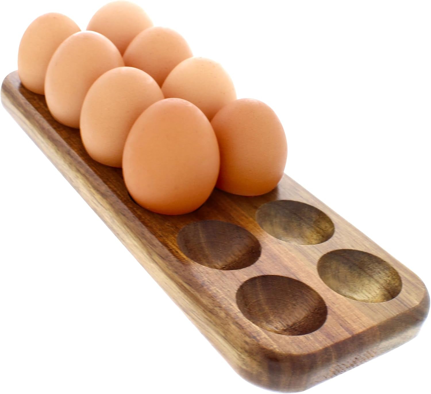 Egg Tray - Rustic Wooden Egg Holder for Eggs Usable in Kitchen Refrigerator, or Countertop for Display or Storage - Easy to Clean… (12 Eggs)