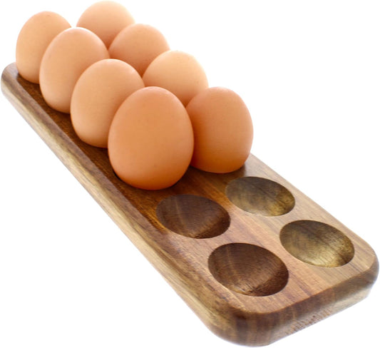 Egg Tray - Rustic Wooden Egg Holder for Eggs Usable in Kitchen Refrigerator, or Countertop for Display or Storage - Easy to Clean… (12 Eggs)