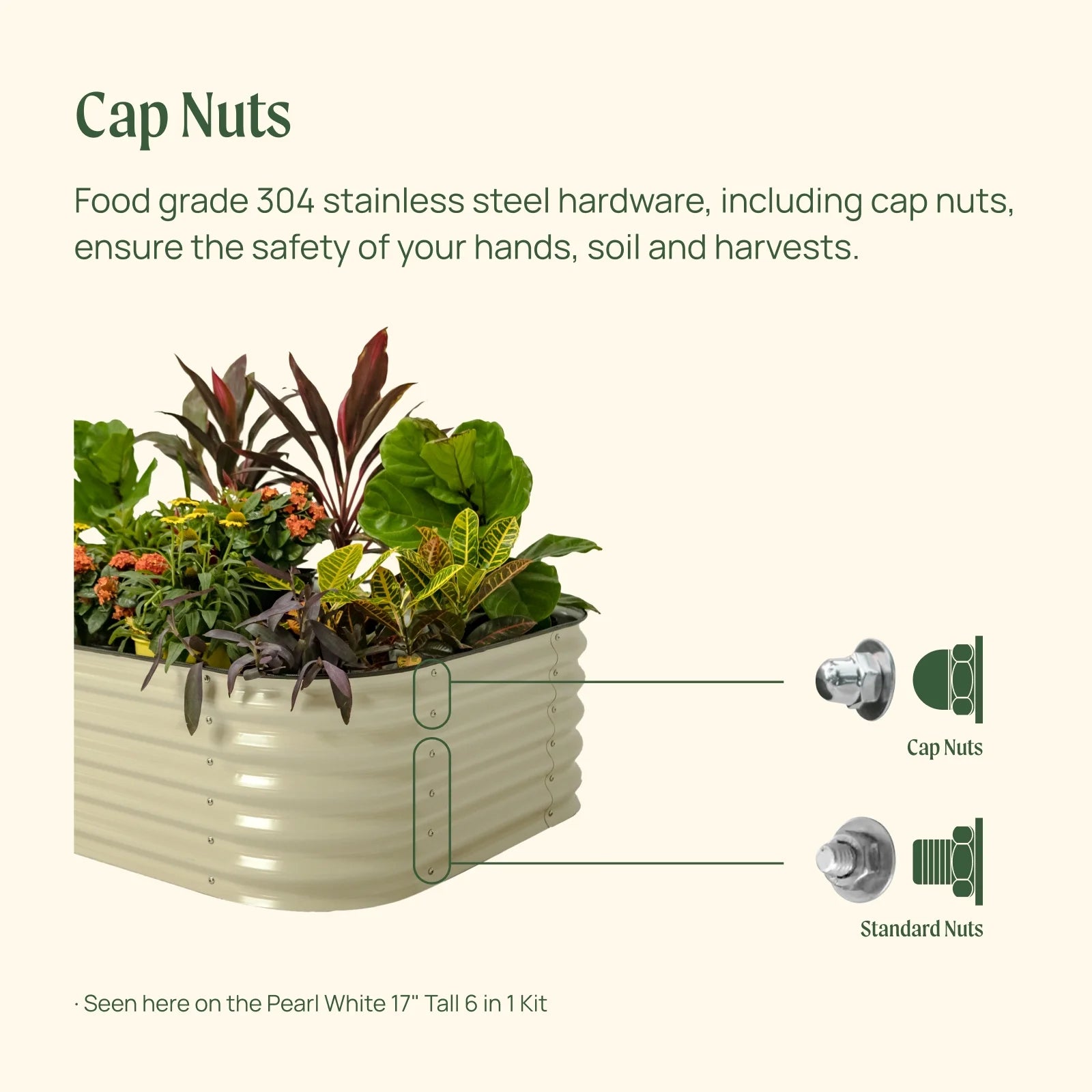 17" Tall 10 in 1 Raised Gardening Bed Modular Metal Outdoor Planter Pearl White