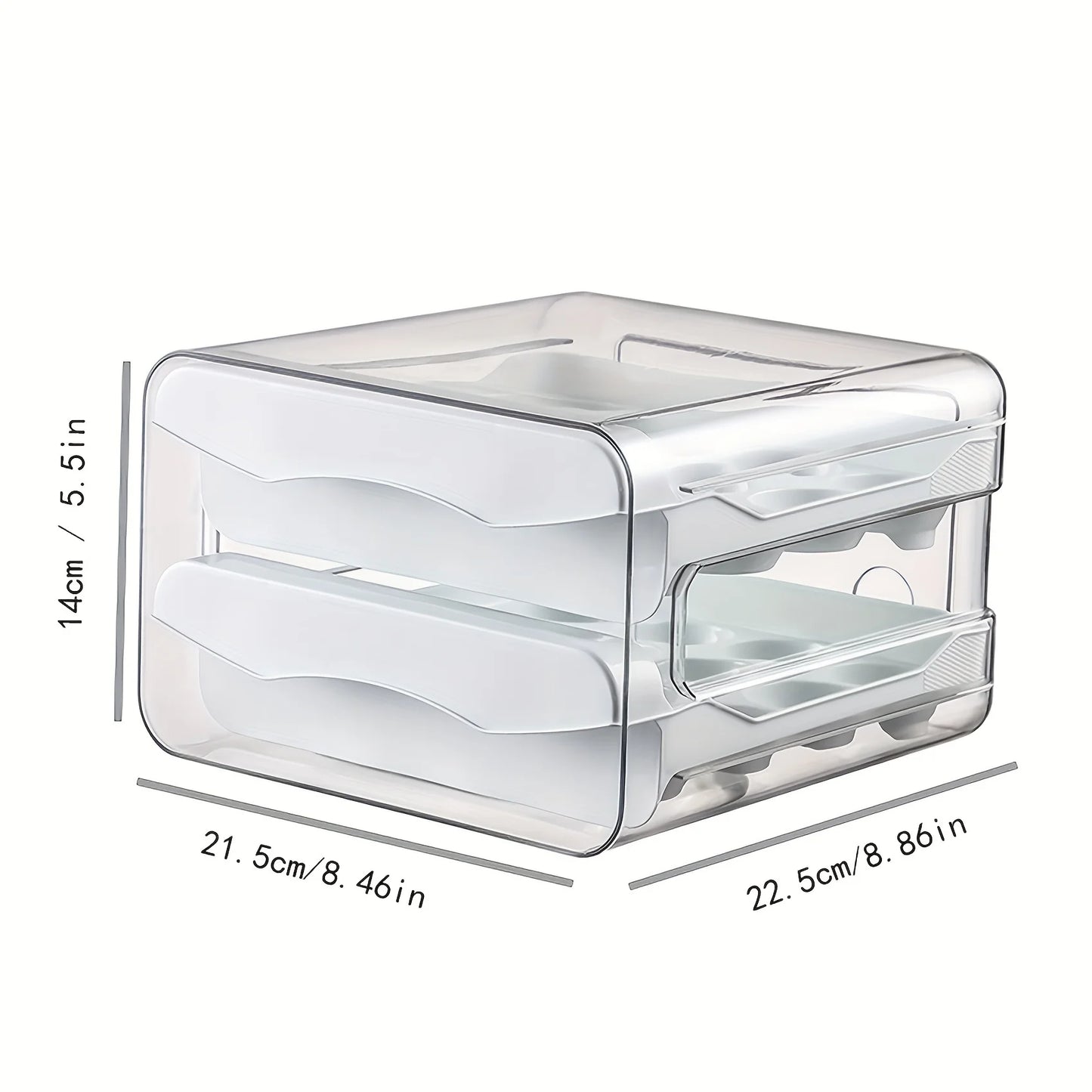32 Egg Trays- Egg Organizer for Refrigerator,  2-Tier Plastic Fridge Egg Storage Containers with Lid & Handle, Stackable Egg Holder for Refrigerator, White