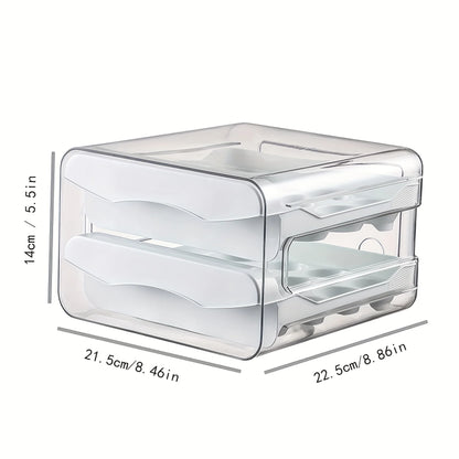 32 Egg Trays- Egg Organizer for Refrigerator,  2-Tier Plastic Fridge Egg Storage Containers with Lid & Handle, Stackable Egg Holder for Refrigerator, White
