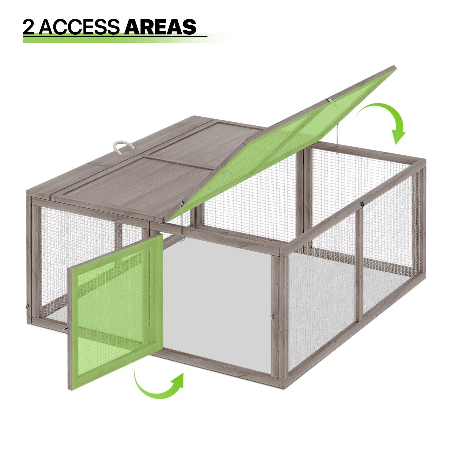 Chicken Coop Rabbit Hutch, 45.5" Wooden Chicken Run Hen House Duck Coop, Small Animal Poultry Cage Outdoor with Openable Roof and Side Door (Grey)
